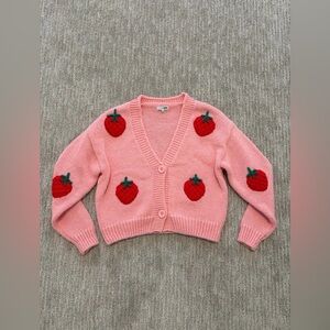 Fashion Nova Strawberry Button Up Sweater/Cardigan